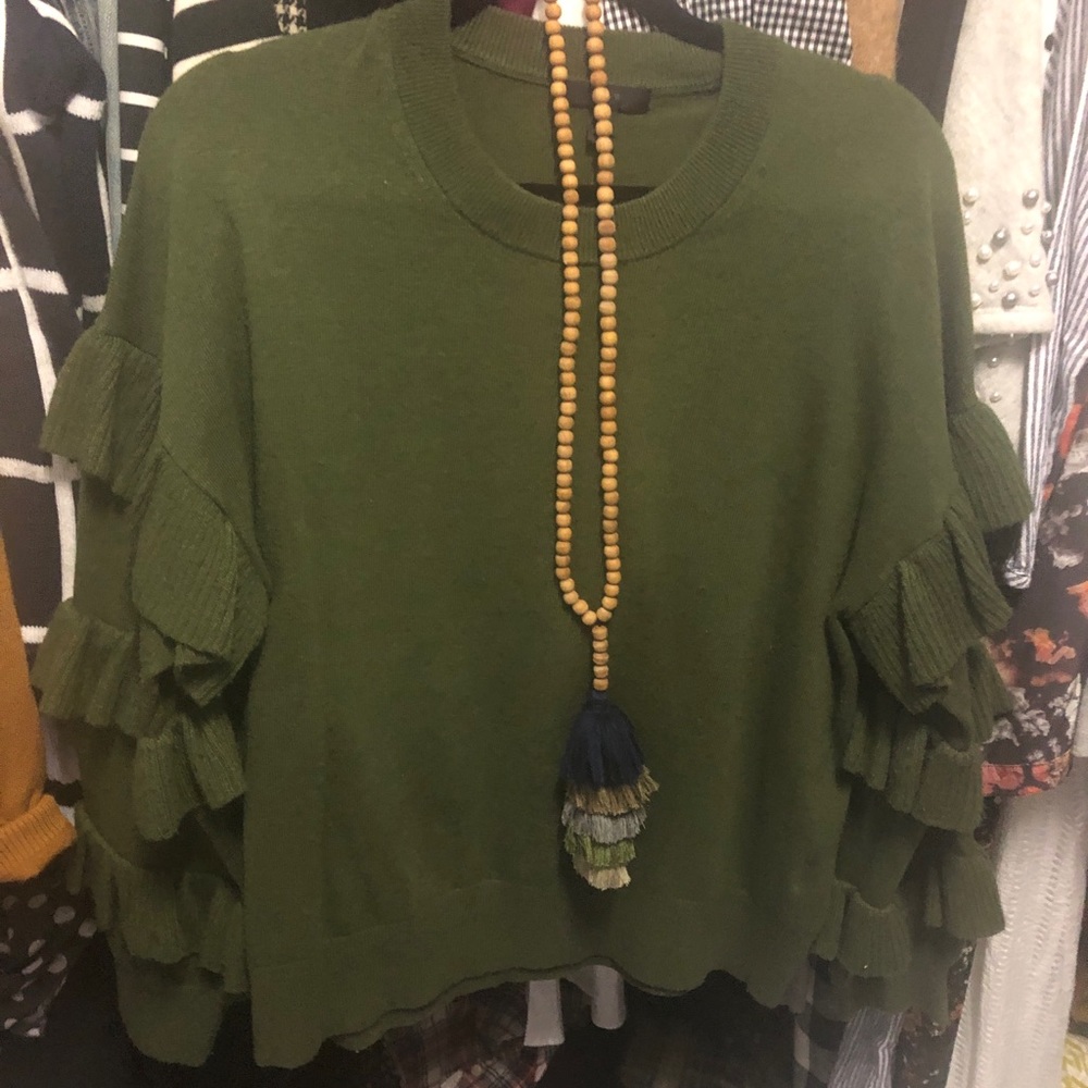 Jcrew Sweater with fun Ruffle sleeves
